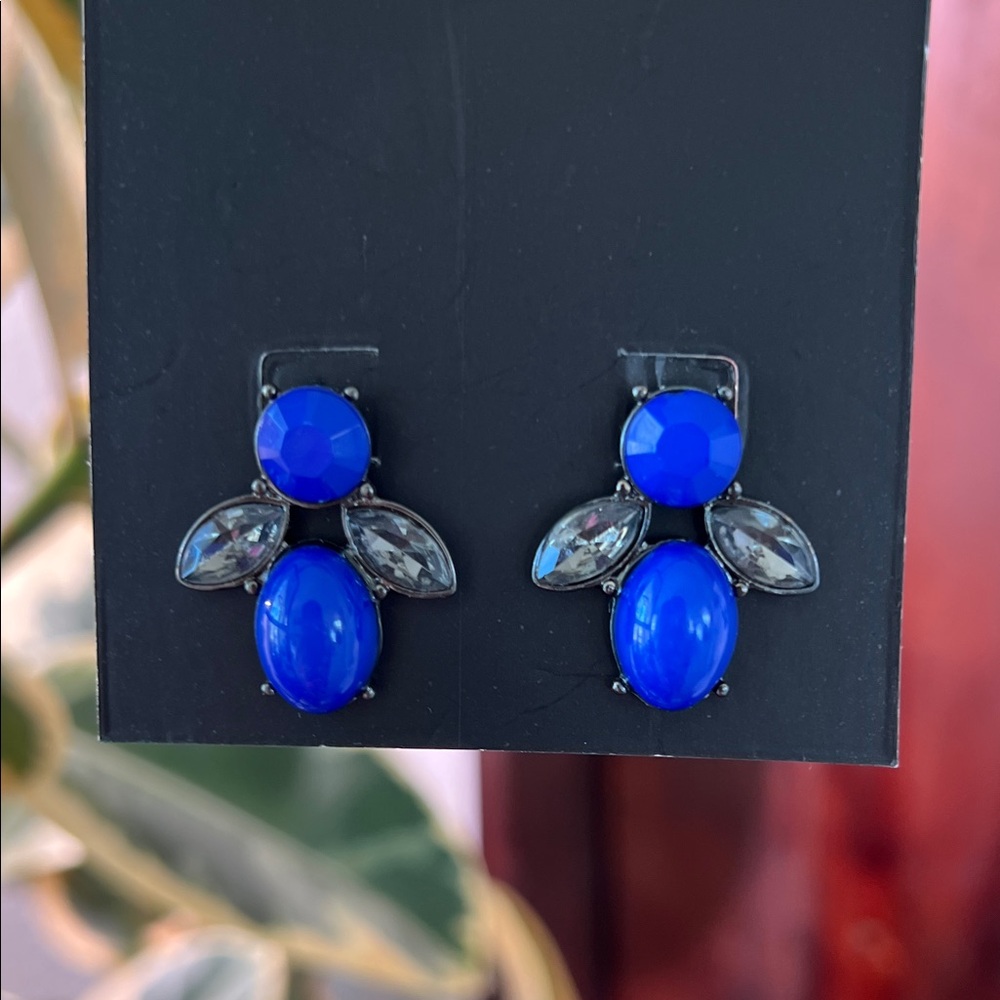 Bold Blue Crystal Drop Earrings